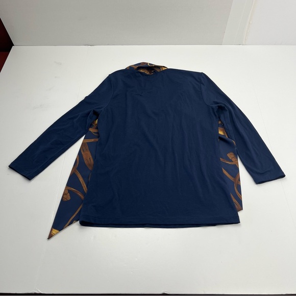 Lauren Ralph Lauren‎ Equestrian Bridle Print Scarf Blue Gold Top Petite Small - Picture 11 of 12